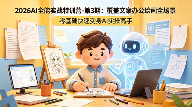 2026AI全能实战特训营-第3期：覆盖文案办公绘画全场景 零基础快速变身AI实操高手-聚合项目网