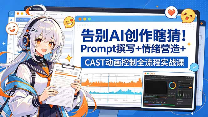 告别AI创作瞎猜！Prompt撰写+情绪营造+CAST动画控制全流程实战课-聚合项目网