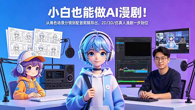 小白也能做AI漫剧！从角色场景分镜到配音剪辑导出，2D/3D/仿真人漫剧一步到位-聚合项目网
