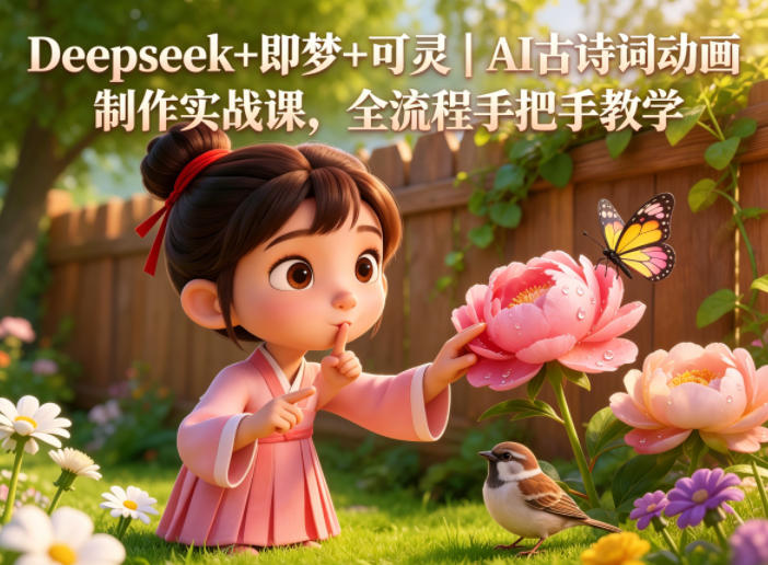 Deepseek+即梦+可灵｜AI古诗词动画制作实战课，全流程手把手教学-聚合项目网