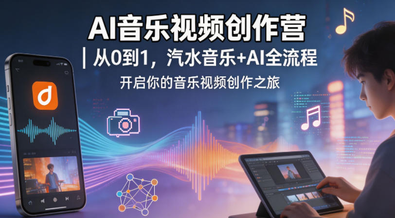 AI音乐视频创作营｜从0到1，汽水音乐+AI全流程，开启你的音乐视频创作之旅-聚合项目网
