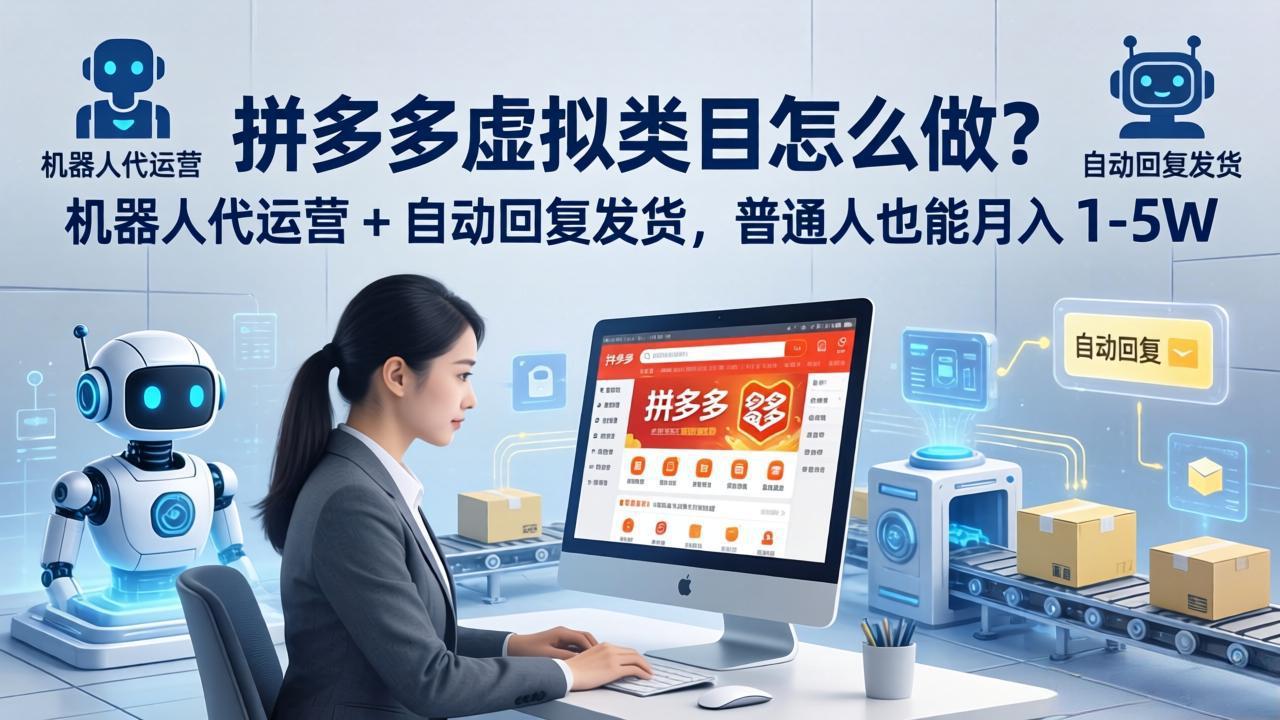 拼多多虚拟类目怎么做？机器人代运营 + 自动回复发货，普通人也能月入 1-5W-聚合项目网