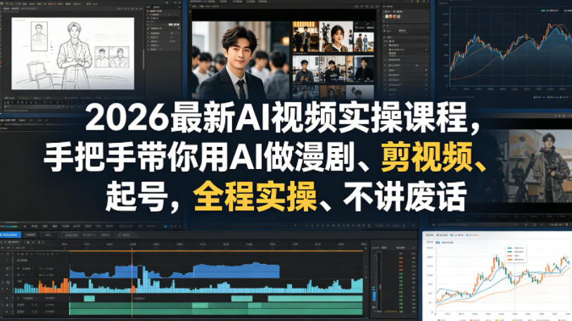 2026最新AI视频实操课程，手把手带你用AI做漫剧、剪视频、起号，全程实操、不讲废话-聚合项目网