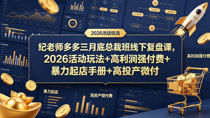 纪老师多多三月底总裁班线下复盘课，2026活动玩法+高利润强付费+暴力起店手册+高投产微付费-聚合项目网