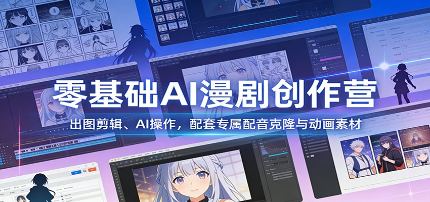 零基础AI漫剧创作营：出图剪辑、AI操作，配套专属配音克隆与动画素材-聚合项目网