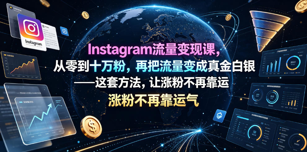 Instagram流量变现课，从零到十万粉，再把流量变成真金白银——这套方法，让涨粉不再靠运气【原创双语字幕】-聚合项目网
