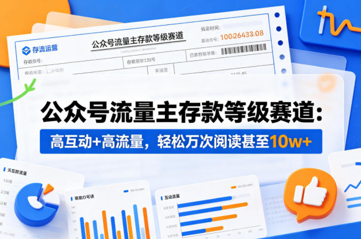 公众号流量主之存款等级赛道，高互动+高流量，轻松达到万次阅读，甚至10w+-聚合项目网