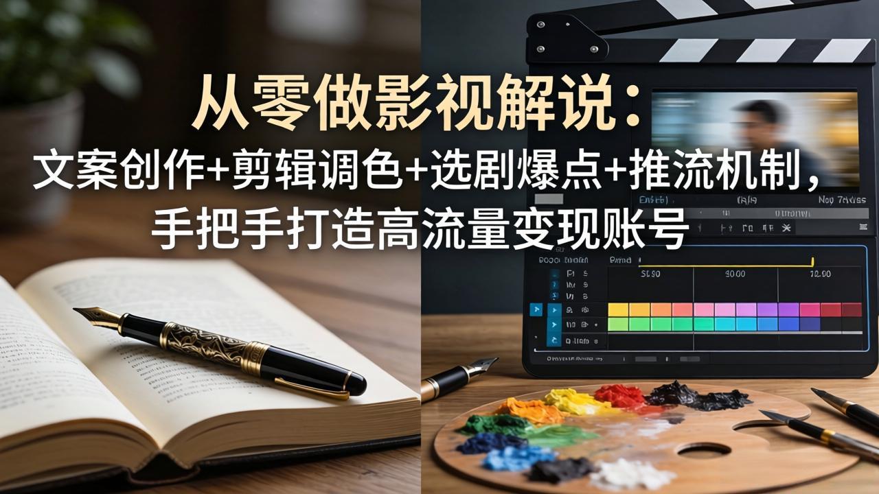 从零做影视解说：文案创作+剪辑调色+选剧爆点+推流机制，手把手打造高流量变现账号-聚合项目网