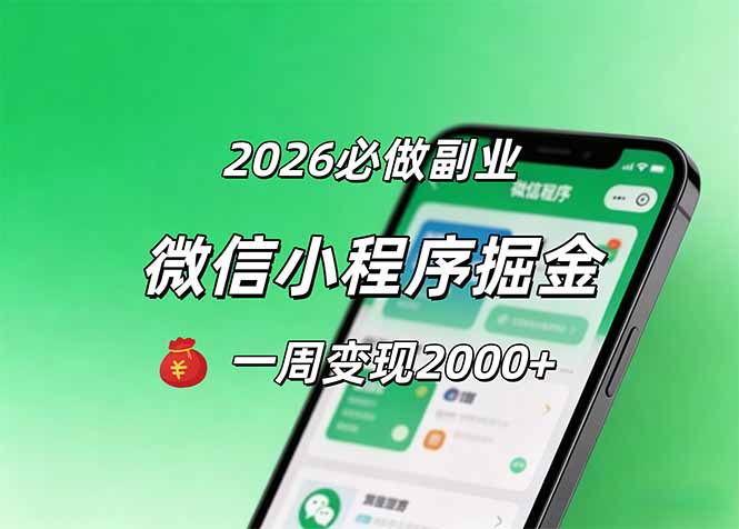 2026微信小程序掘金，简单好上手，一周变现2000+-聚合项目网