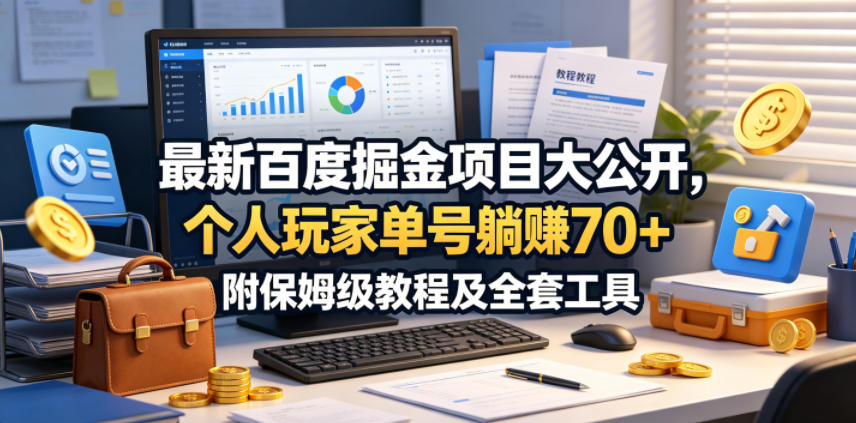 最新百度掘金项目大公开，个人玩家单号躺賺70+，附保姆级教程及全套工具【揭秘】-聚合项目网