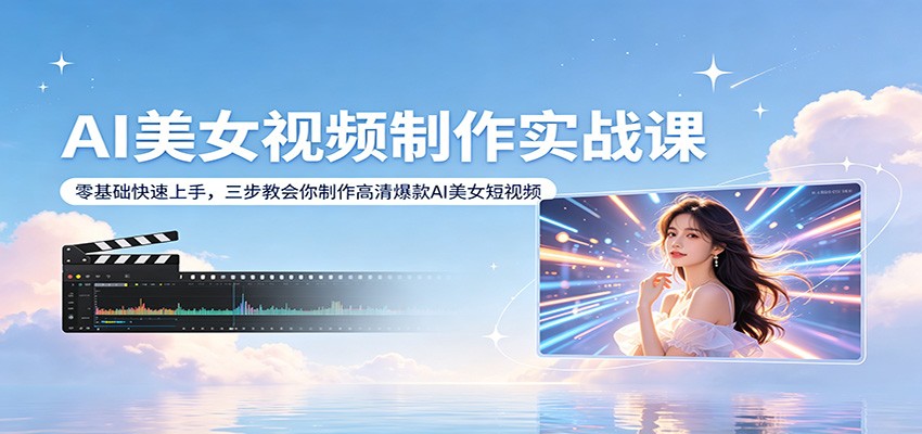 AI美女视频制作实战课：零基础快速上手，三步教会你制作高清爆款AI美女短视频-聚合项目网