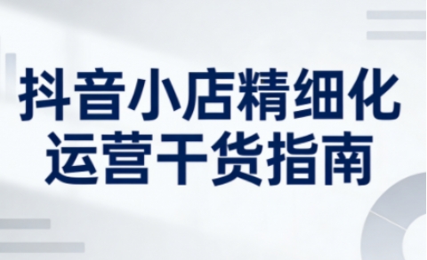 抖音小店精细化运营干货指南新版，助力商家系统提升店铺运营能力(更新26年5月)-聚合项目网
