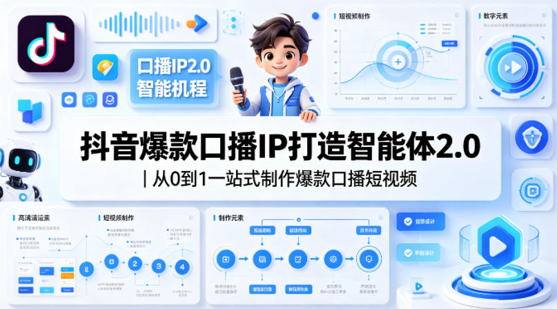 抖音爆款口播IP打造智能体2.0｜从0到1一站式制作爆款口播短视频-聚合项目网