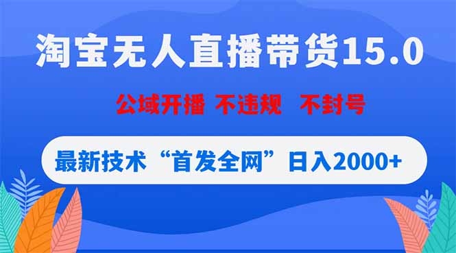 淘宝无人直播带货15.0，不封号，不违规，公域玩法，首发全网日入2000+-聚合项目网