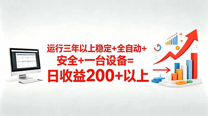 三年以上稳定+全自动+安全+一台设备=日收益200+-聚合项目网