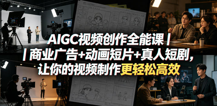 AIGC视频创作全能课｜商业广告+动画短片+真人短剧，让你的视频制作更轻松高效-聚合项目网