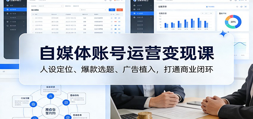 自媒体账号运营变现课：人设定位、爆款选题、广告植入，打通商业闭环-聚合项目网