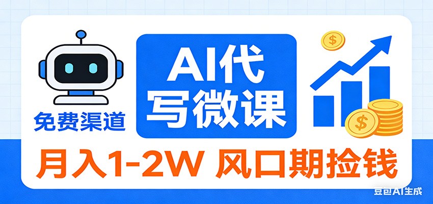 2026告别打工！AI 代写微课，提供免费渠道，月入 1-2W 风口期捡钱-聚合项目网
