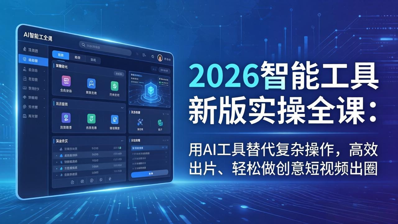2026智能工具新版实操全课：用AI工具替代复杂操作，高效出片、轻松做创意短视频出圈-聚合项目网