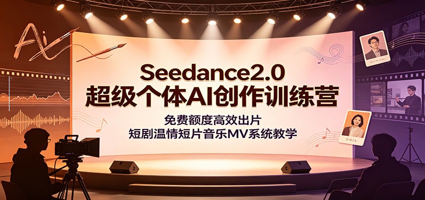Seedance2.0超级个体AI创作训练营:免费额度高效出片,短剧温情短片音乐MV系统教学-聚合项目网