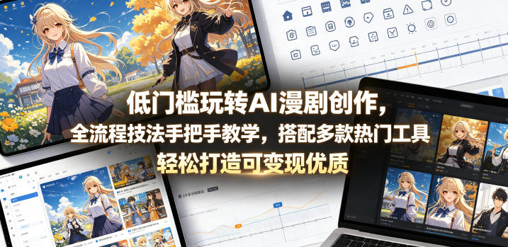 低门槛玩转AI漫剧创作，全流程技法手把手教学，搭配多款热门工具，轻松打造可变现优质作品-聚合项目网