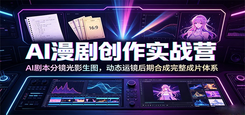 AI漫剧创作实战营:AI剧本分镜光影生图,动态运镜后期合成完整成片体系-聚合项目网