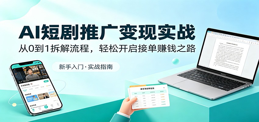 AI短剧推广变现实战：从0到1拆解流程，轻松开启接单赚钱之路-聚合项目网
