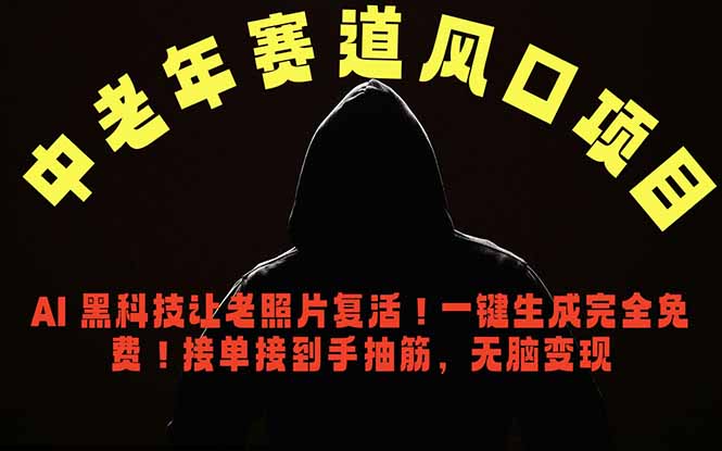 中老年风口项目，AI 黑科技让老照片复活！一键生成完全免费！接单接到手抽筋，无脑变现-聚合项目网