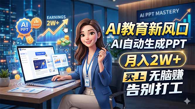 AI教育新风口，AI自动生成PPT，月入2W+，无脑赚，告别打工-聚合项目网