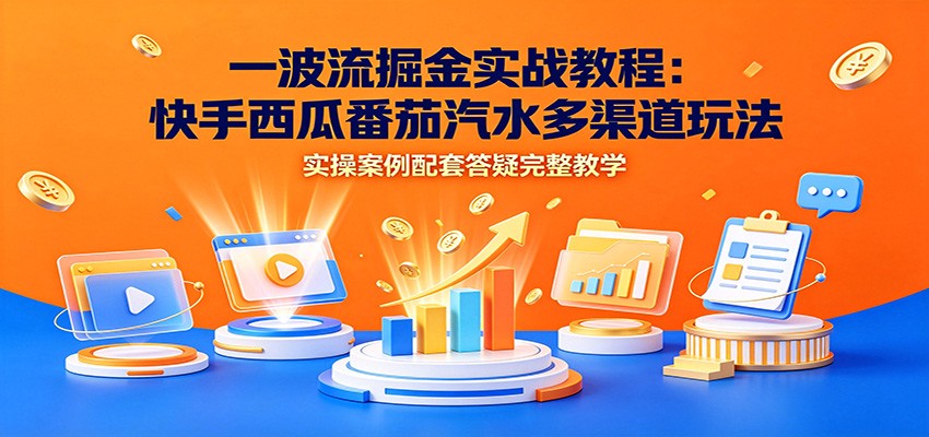 一波流掘金实战教程:快手西瓜番茄汽水多渠道玩法,实操案例配套答疑完整教学-聚合项目网