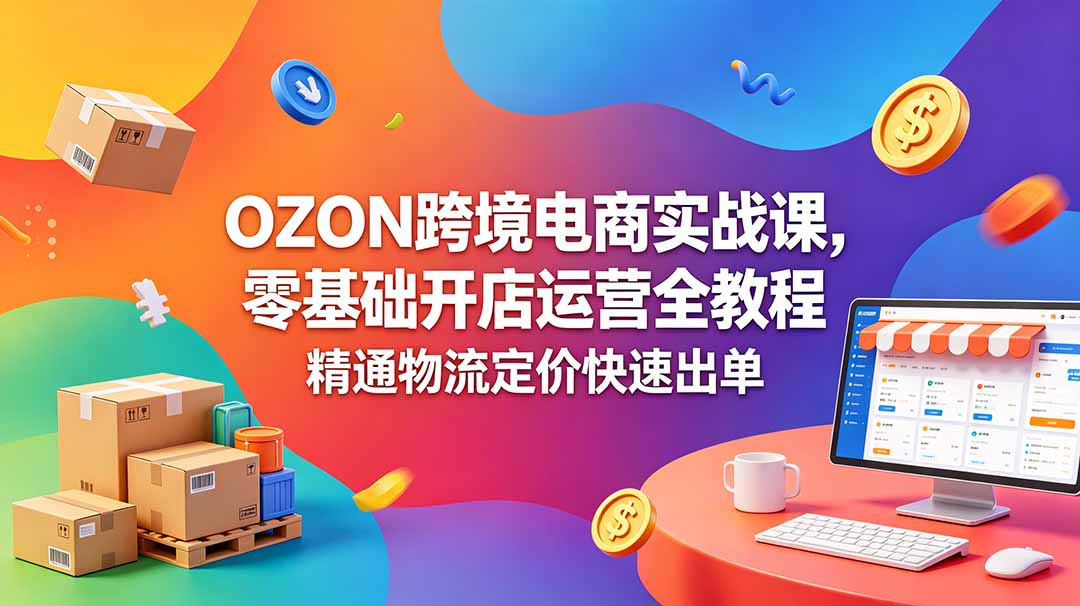 OZON 跨境电商实战课，零基础开店运营全教程，精通物流定价快速出单-聚合项目网