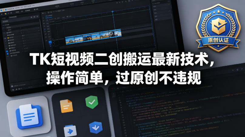 TK短视频二创搬运最新技术，操作简单，过原创不违规-聚合项目网