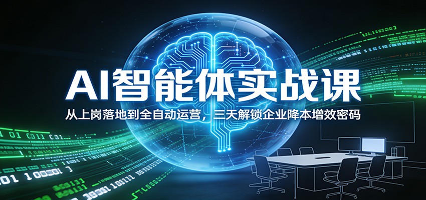 AI智能体实战课：从上岗落地到全自动运营，三天解锁企业降本增效密码-聚合项目网
