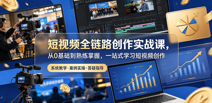 短视频全链路创作实战课，从0基础到熟练掌握，一站式学习短视频创作-聚合项目网