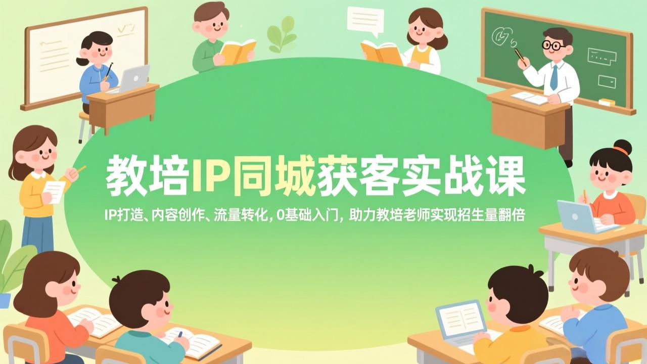 教培IP同城获客实战课，IP打造、内容创作、流量转化，0基础入门，助力教培老师实现招生量翻倍-聚合项目网