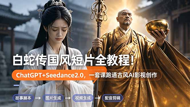 白蛇传-国风短片全教程！ChatGPT+Seedance2.0，一套课跑通古风AI影视创作-聚合项目网