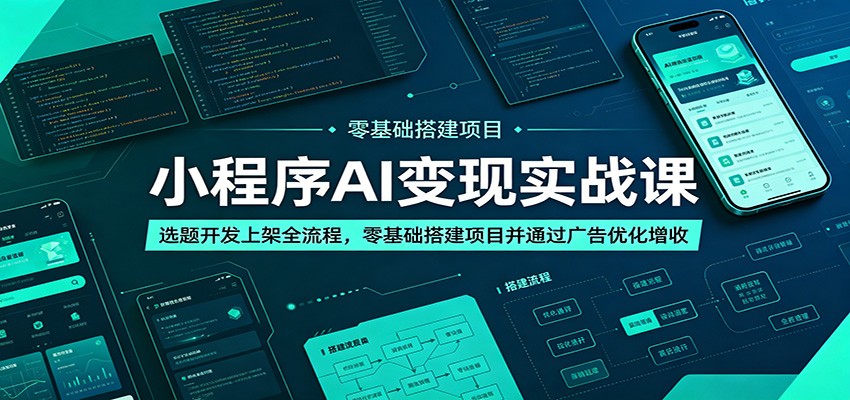 小程序AI变现实战课：选题开发上架全流程，零基础搭建项目并通过广告优化增收-聚合项目网