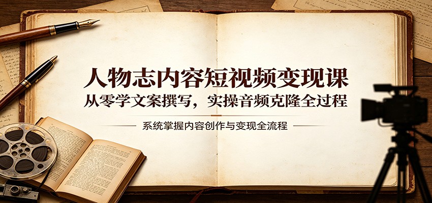 人物志内容短视频变现课：从零学文案撰写，实操音频克隆全过程-聚合项目网