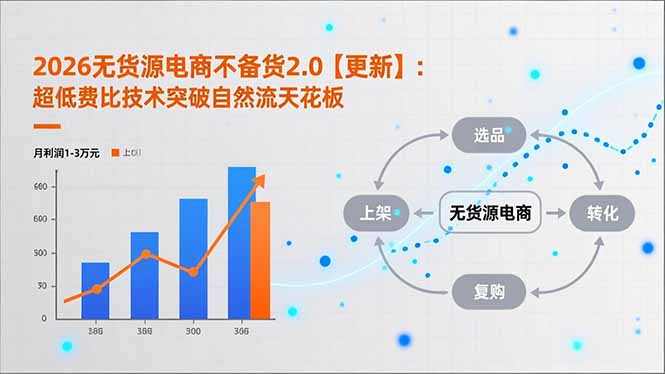 2026无货源电商不备货2.0【更新-5月】：超低费比技术突破自然流天花板，单店月利润1-3万元-聚合项目网