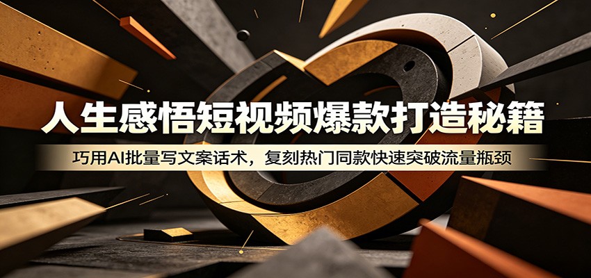 人生感悟短视频爆款打造秘籍：巧用A 批量写文案话术，复刻热门同款快速突破流量瓶颈-聚合项目网