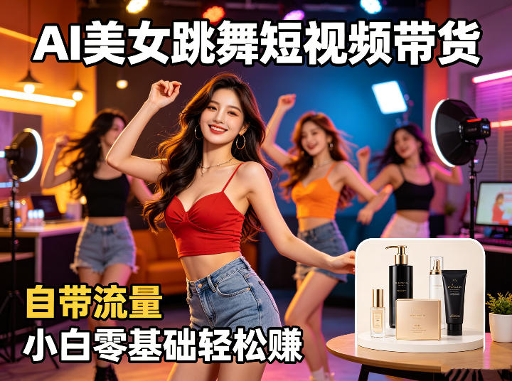 AI美女跳舞短视频带货：自带流量，小白零基础轻松賺，详细拆解-聚合项目网
