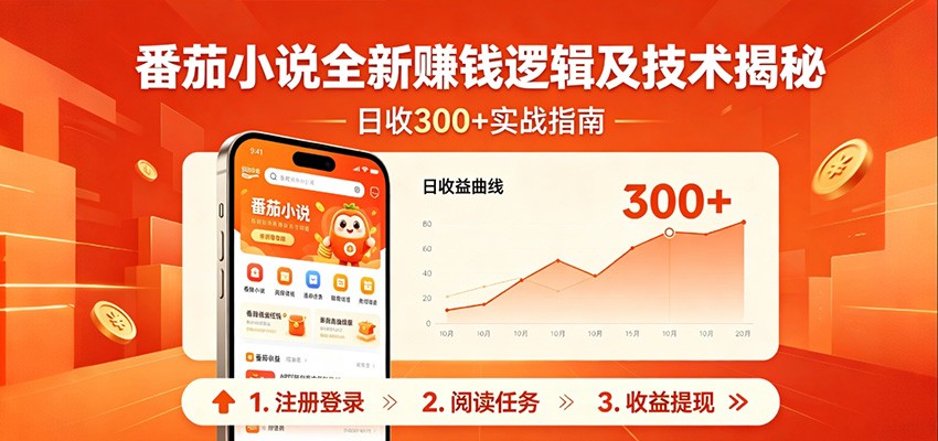 番茄小说全新赚钱逻辑及技术日收300+，小白新书皆可做！无脑赚就行了！-聚合项目网