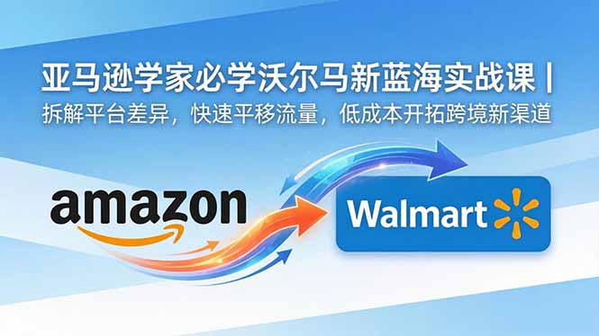 亚马逊卖家必学沃尔玛新蓝海实战课｜拆解平台差异，快速平移流量，低成本开拓跨境新渠道-聚合项目网