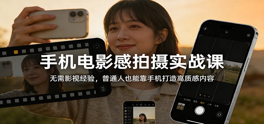 图片[1]-手机电影感拍摄实战课：无需影视经验，普通人也能靠手机打造高质感内容-聚合项目网
