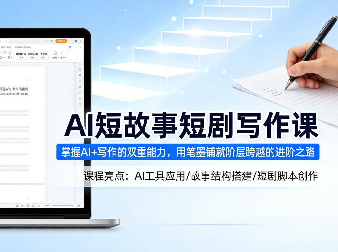 AI短故事短剧写作课，掌握AI+写作的双重能力，用笔墨铺就阶层跨越的进阶之路-聚合项目网