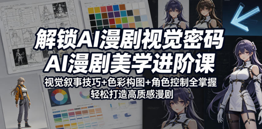 解锁AI漫剧视觉密码，AI漫剧美学进阶课，视觉叙事技巧+色彩构图+角色控制全掌握，轻松打造高质感漫剧-聚合项目网
