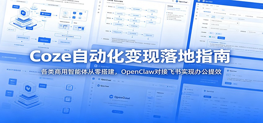 Coze自动化变现落地指南:各类商用智能体从零搭建,OpenClaw对接飞书实现办公提效-聚合项目网