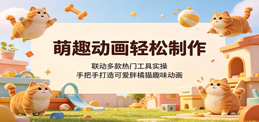 萌趣动画轻松制作，联动多款热门工具实操，手把手打造可爱胖橘猫趣味动画-聚合项目网