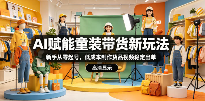 AI赋能童装带货新玩法，新手从零起号，低成本制作货品视频稳定出单-聚合项目网