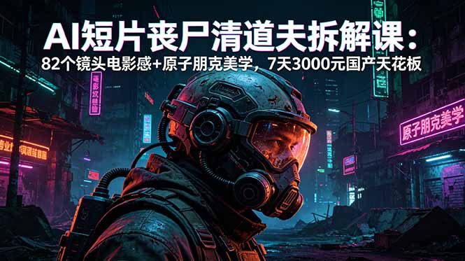 AI短片《丧尸清道夫》拆解课：82个镜头电影感+原子朋克美学，7天3000元国产天花板-聚合项目网